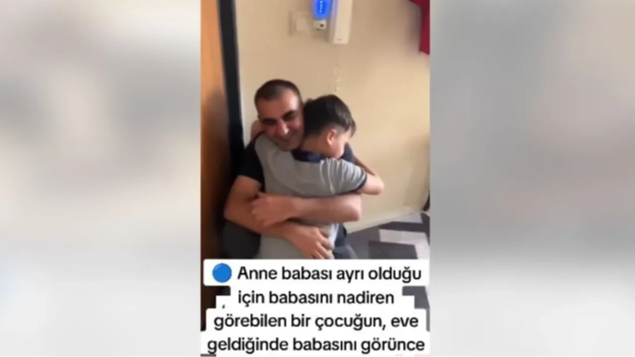 Anne babası ayrı olduğu için babasını nadiren gören çocuğun yaşadığı mutluluk