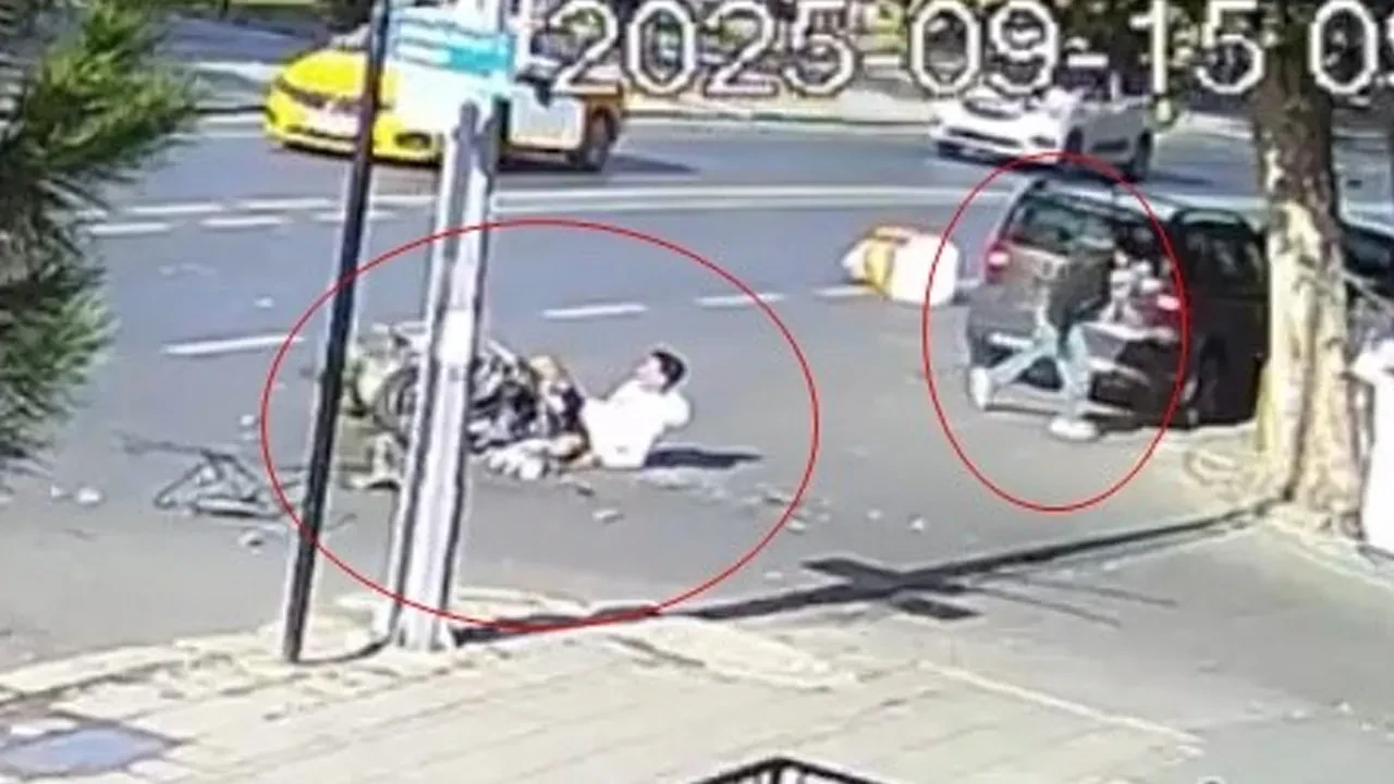 Çarpışmanın etkisiyle arabanın üzerinden uçtu! Yürekleri ağza getiren kaza kamerada 