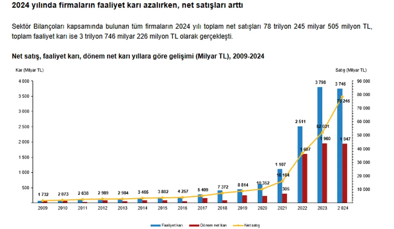TÜİK sektör bilançoları açıklandı: 2024’te en çok kar imalattan geldi, bazı sektörler zarar etti