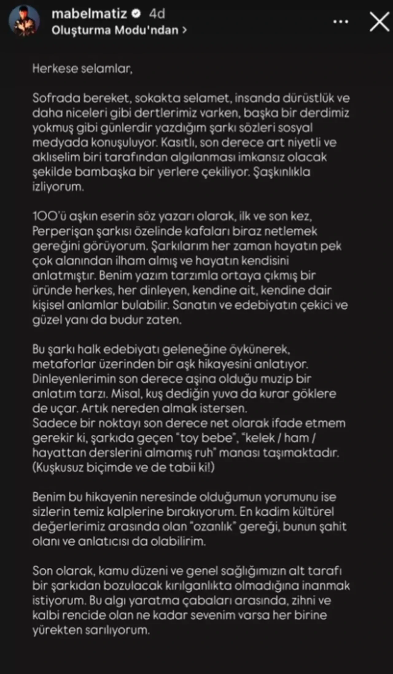 Mabel Matiz Perperişan şarkısı için engelleme talebi hakkında ilk kez konuştu