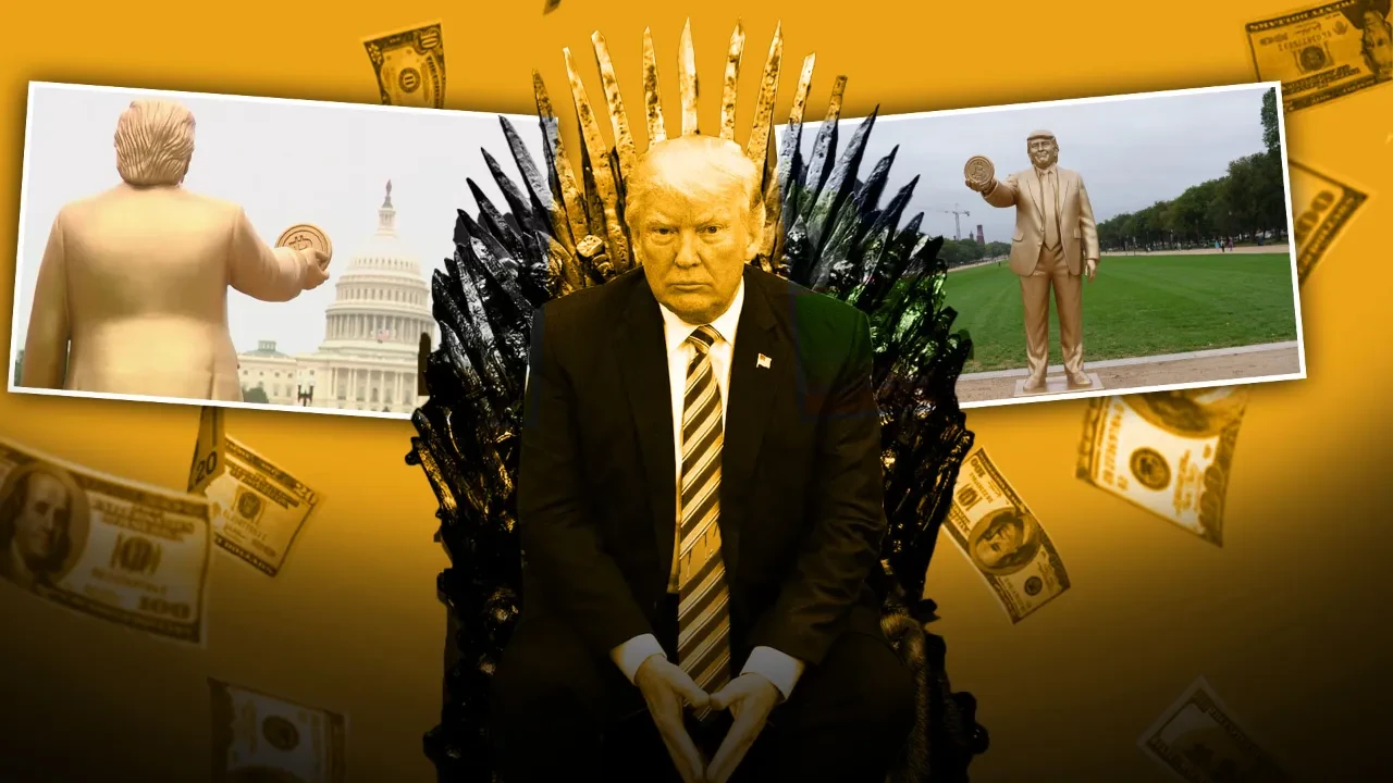 Kripto yatırımcılarından Trump'a jest! Kongre Binası karşısına altın heykeli dikildi