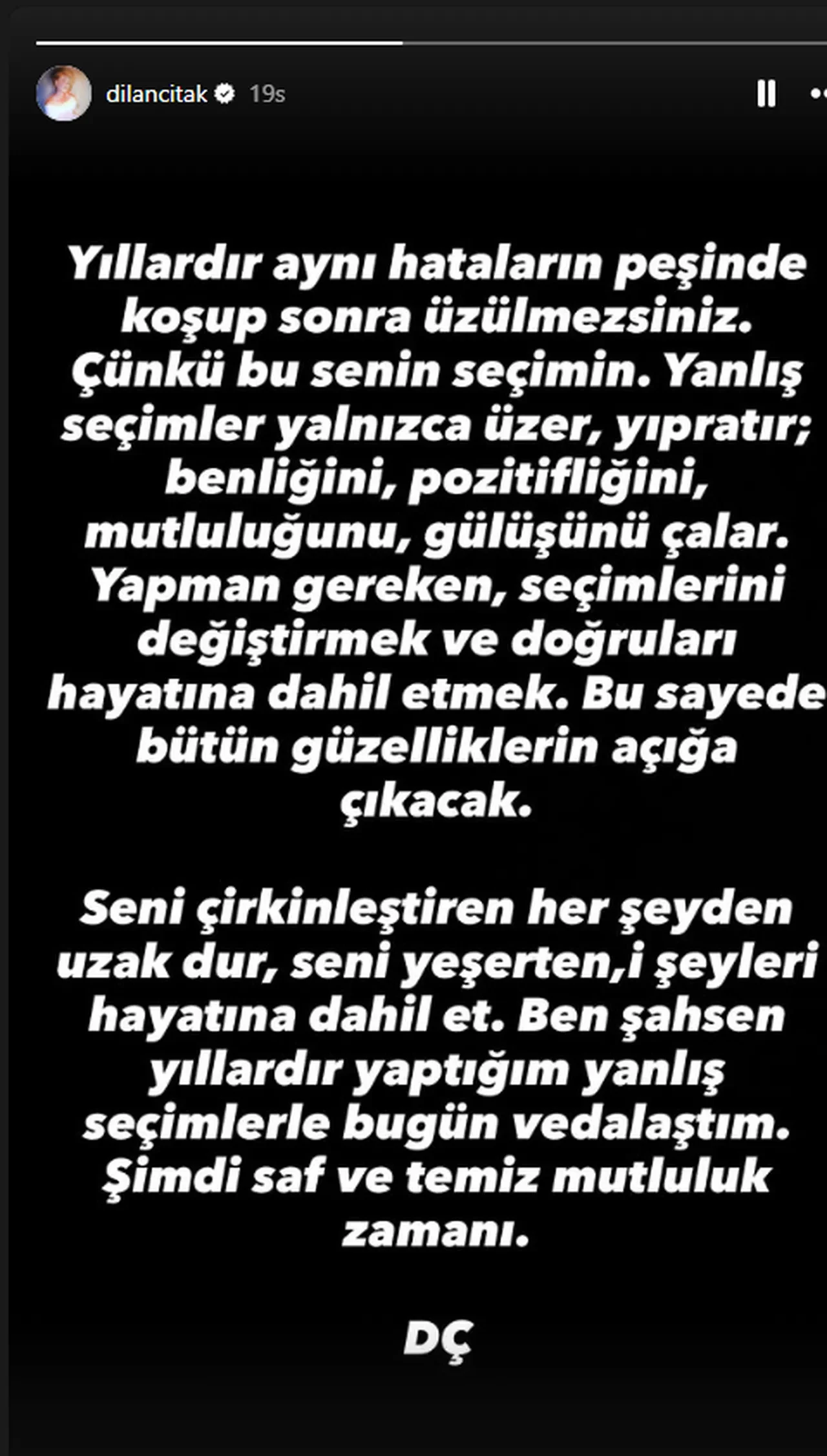 Boşanma iddiaları sonrası Dilan Çıtak'tan açıklama geldi: Yıllardır yaptığım yanlış seçimlerle vedalaştım