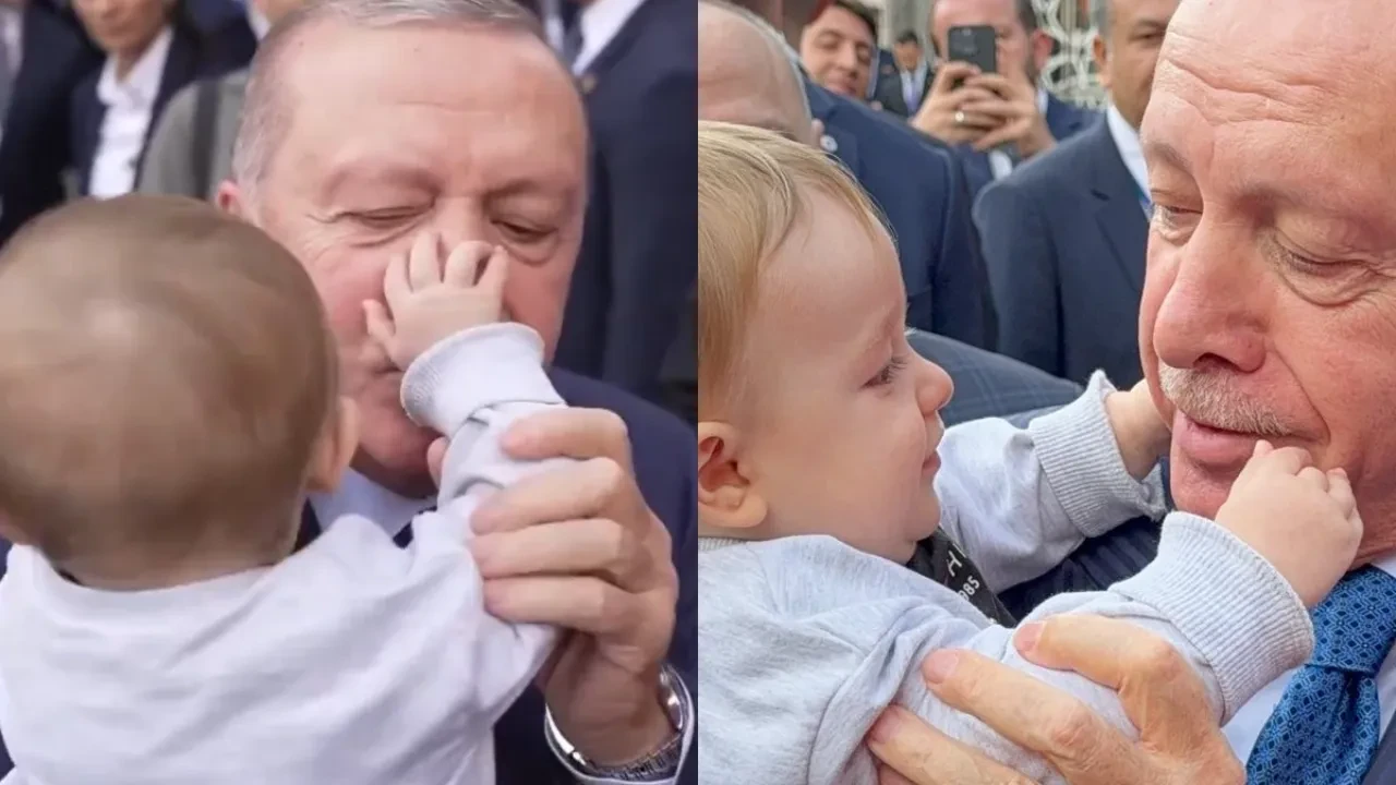 Erdoğan ve Mahir bebek arasında yürek ısıtan anlar 