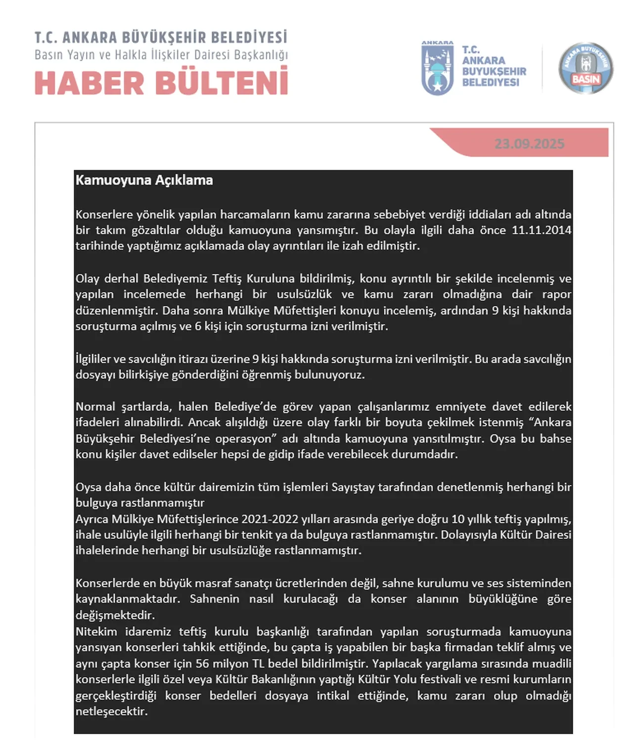 Ankara Büyükşehir Belediyesi’ne konser operasyonu! 32 konserden 154 milyonluk zarar: Gözaltılar var 