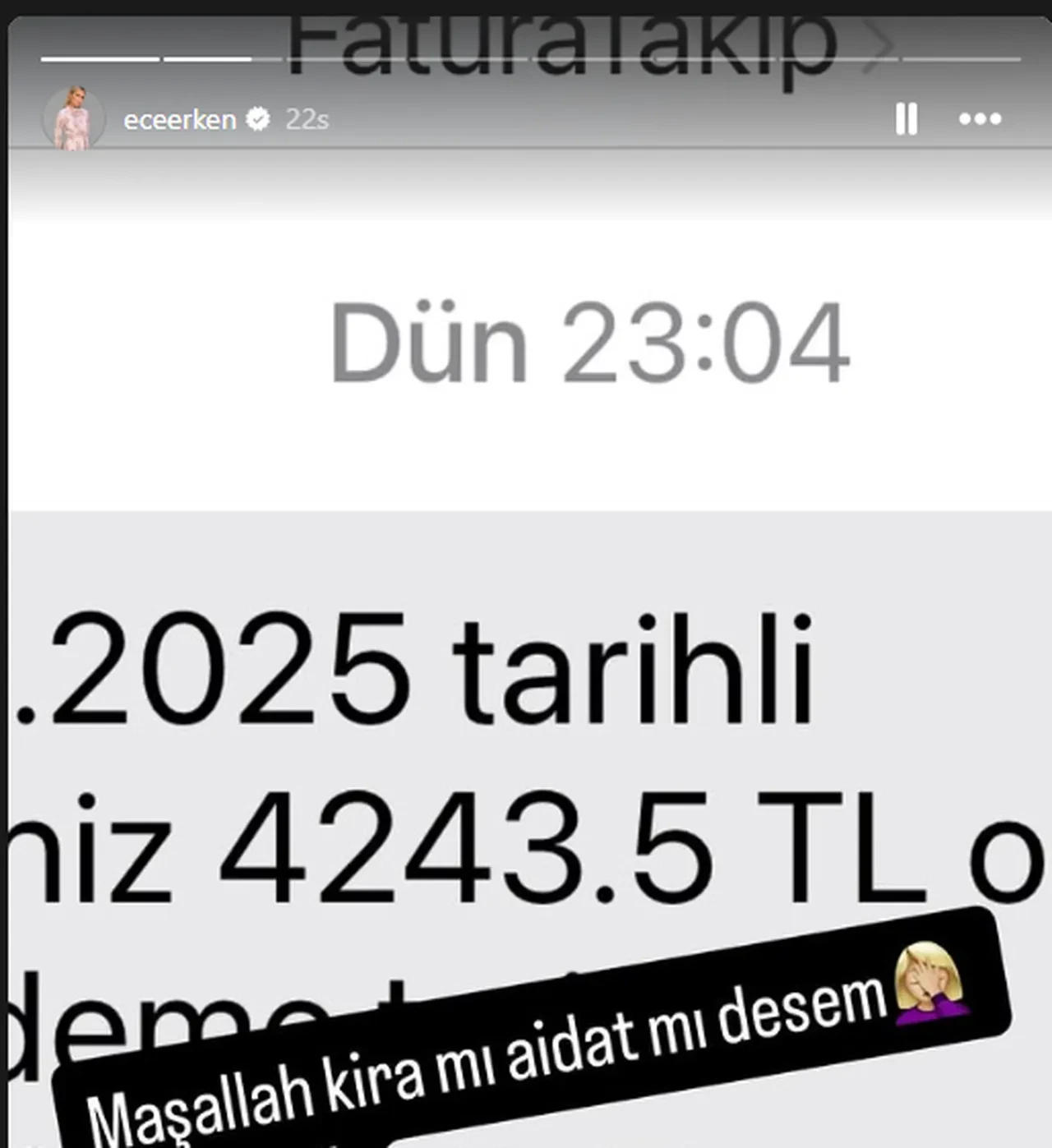 Ece Erken gelen telefon faturasına sitem etti: Aidat mı, kira mı?