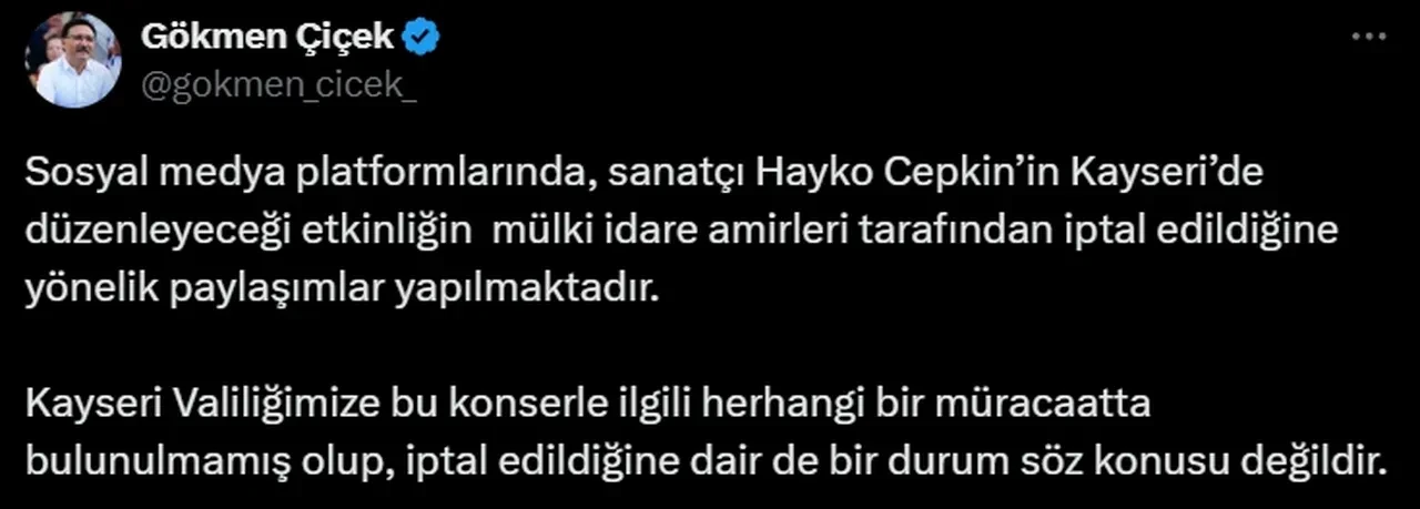 Hayko Cepkin Kayseri konseri neden iptal?