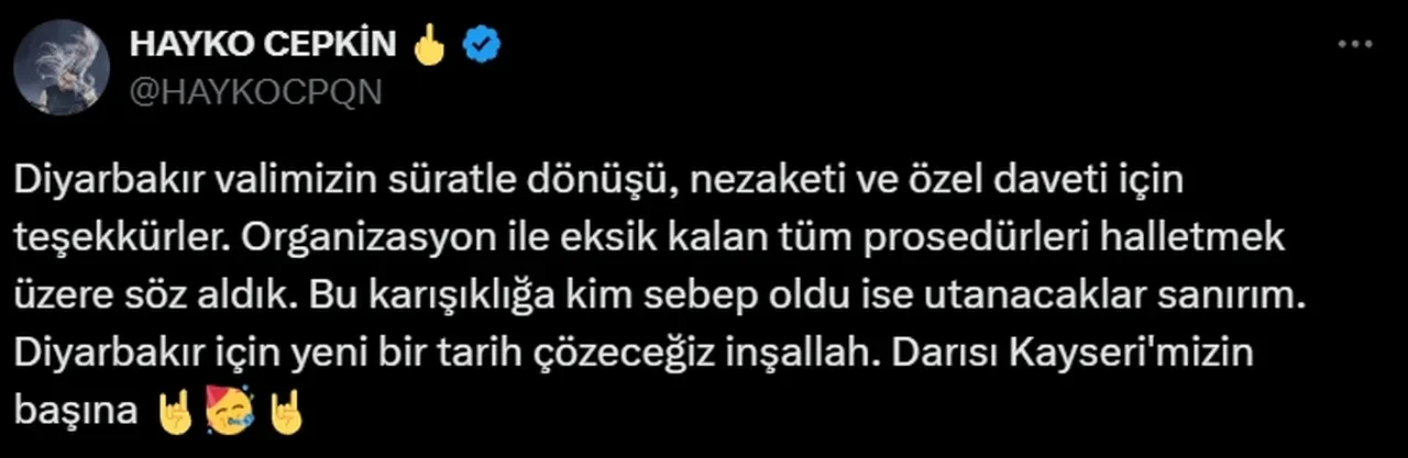 Hayko Cepkin Diyarbakır konseri neden iptal?