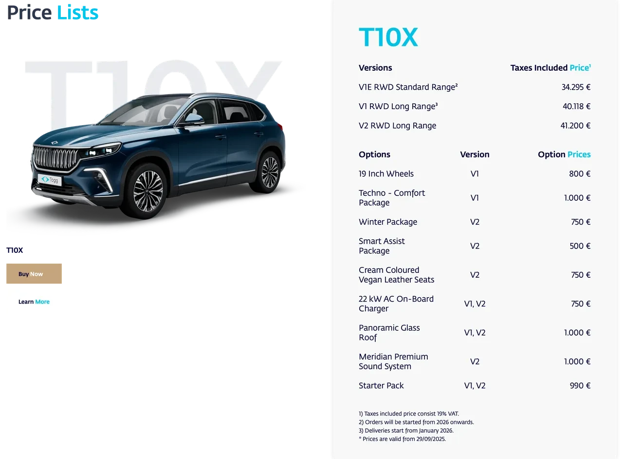 TOGG T10F ve T10X Almanya'da satışa çıktı! İşte fiyatları