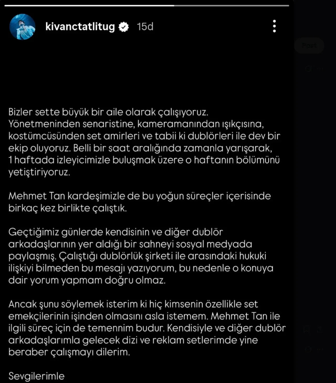 Kıvanç Tatlıtuğ, işten çıkarılan dublörü Mehmet Tan hakkında konuştu!