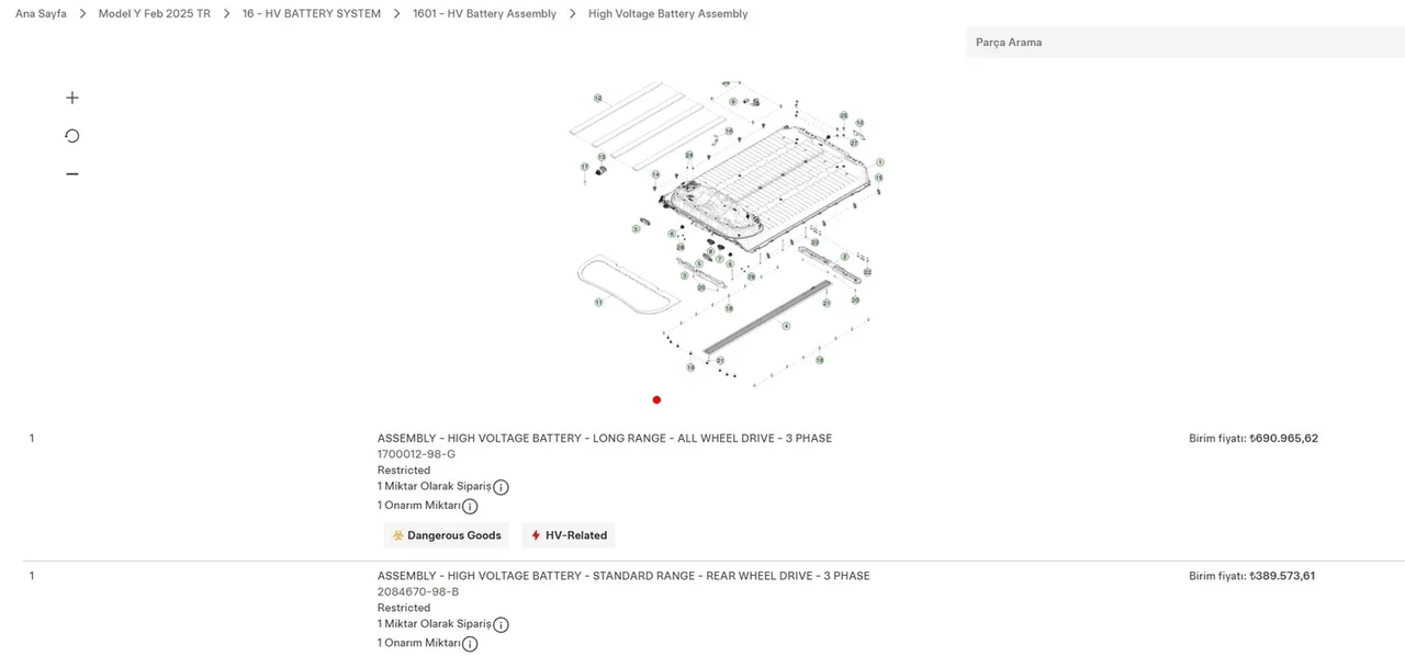 Elektrikli araba almak isteyenler için hayati bilgi: Tesla Türkiye batarya değişim ücretlerini açıkladı