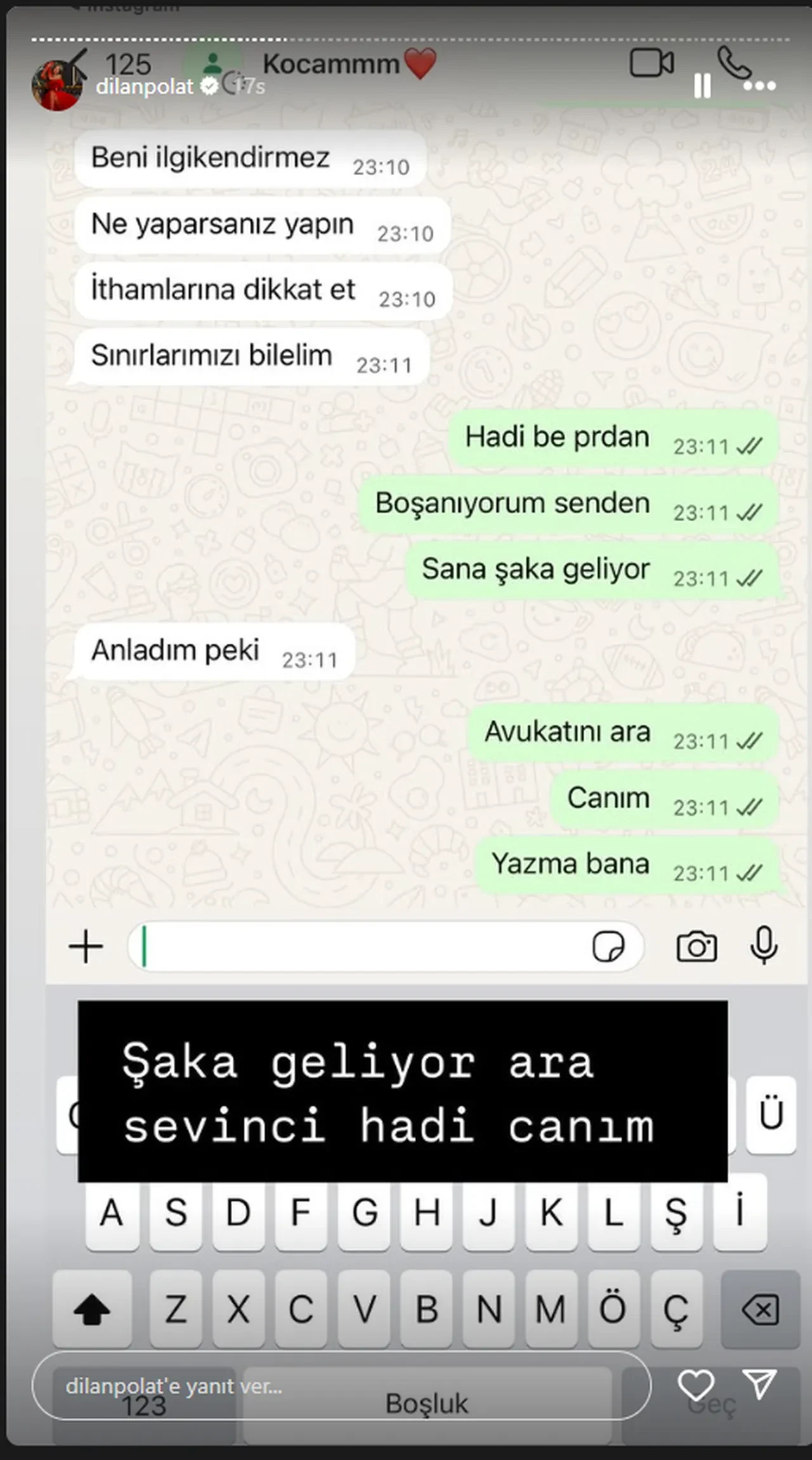 Dilan Polat, Engin Polat'ın mesajlarını ifşa etti: Kertenkeleye benziyorsun