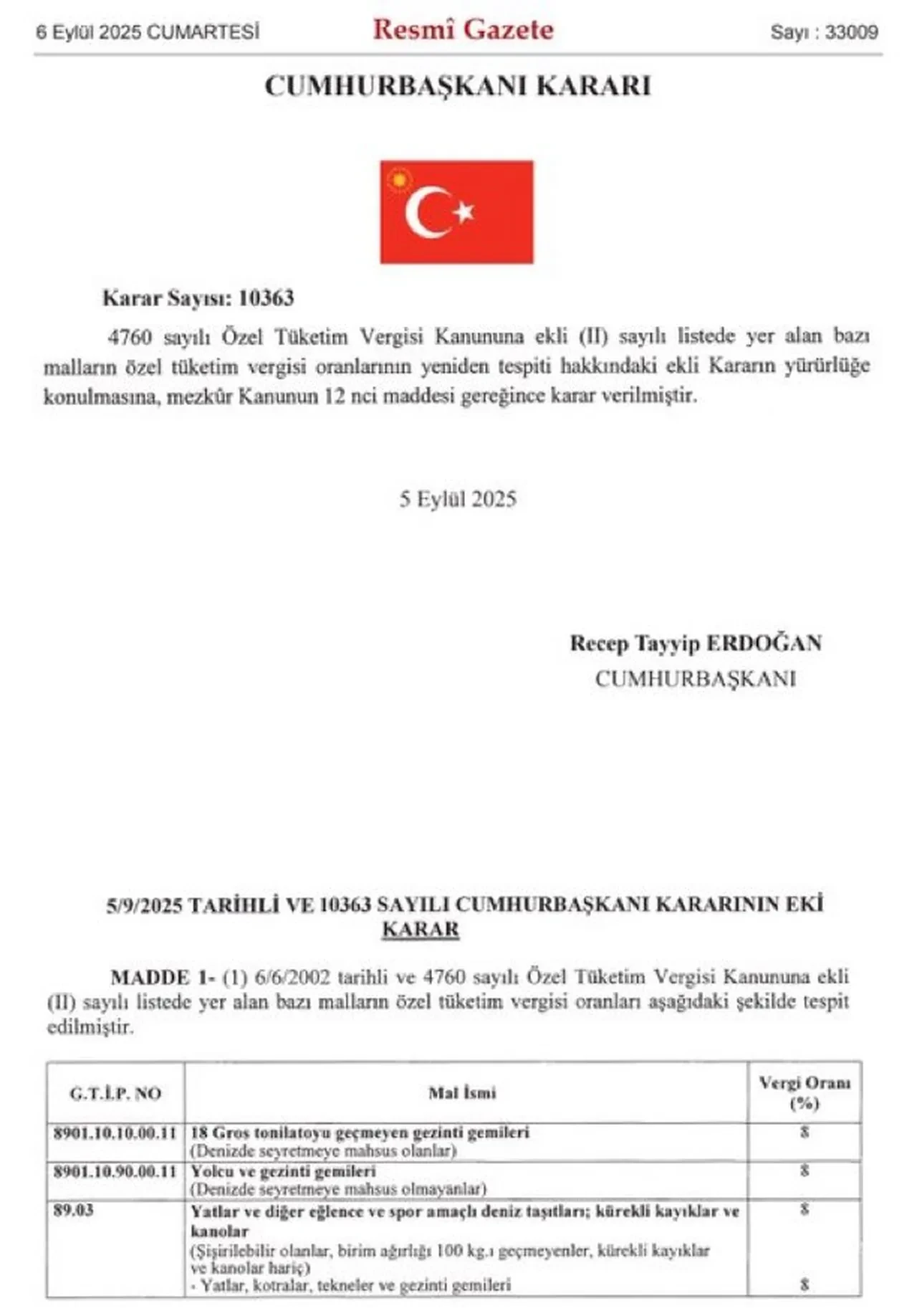 Yat, gemi ve teknelere ÖTV getirildi! Karar Resmi Gazete'de