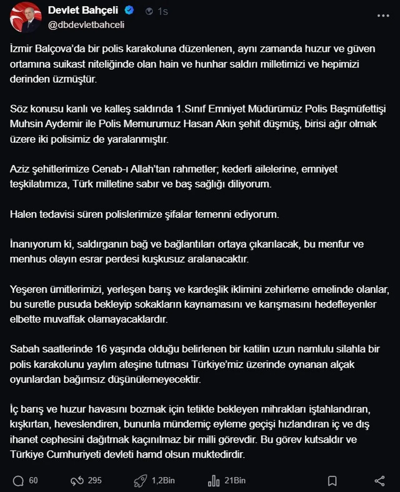 Devlet Bahçeli'den İzmir'deki karakol saldırısıyla ilgili açıklama! "Esrar perdesi aralanacaktır"
