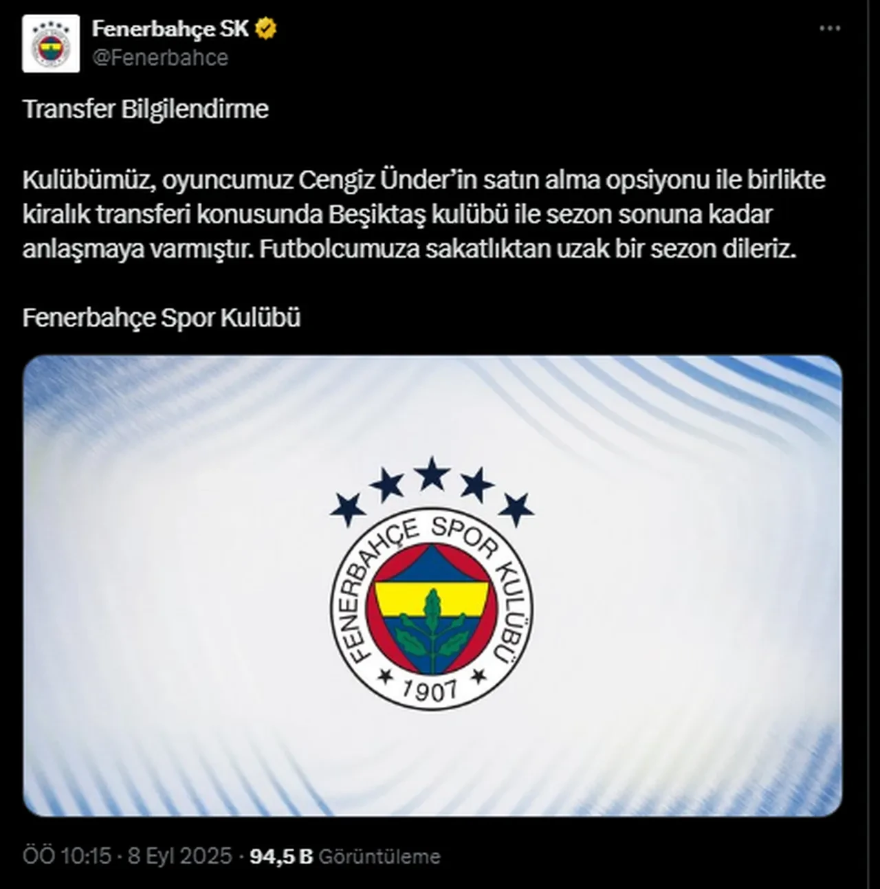 Fenerbahçe'den Beşiktaş'a transfer! Cengiz Ünder resmen Kartal oldu