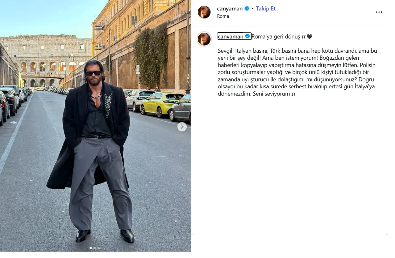 Uyuşturucu soruşturmasında gözaltına alınan Can Yaman'dan ilk açıklama geldi