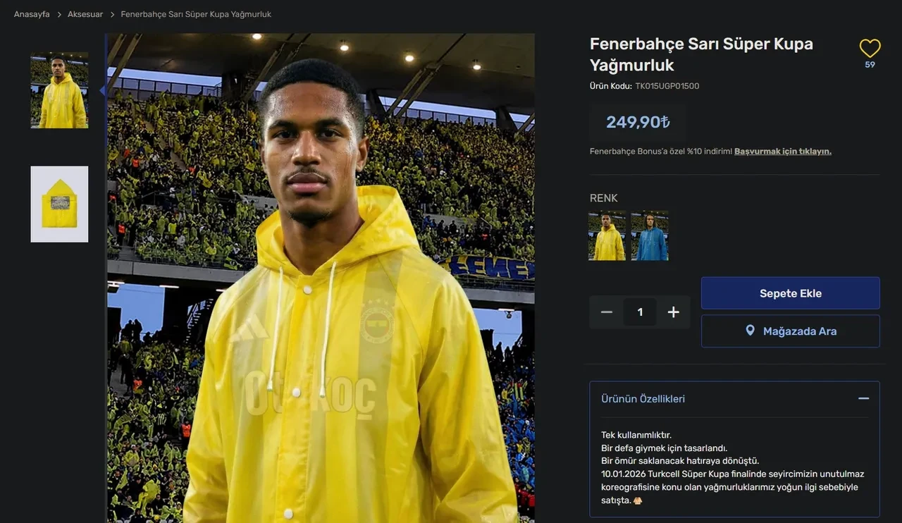 Fenerbahçe yağmurluk fiyatı ne kadar? Sarı lacivert yağmurluk satışa çıktı