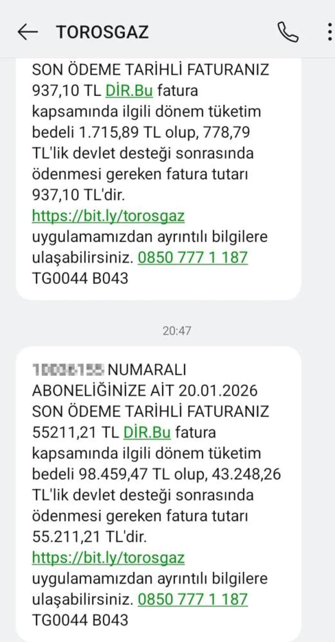 Gelen SMS'le şaşkına döndü! 150 metrekarelik eve 98 bin liralık doğal gaz faturası kestiler