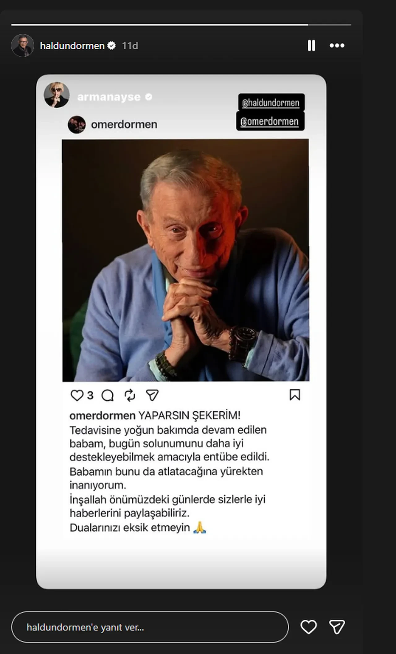 Haldun Dormen'den üzen haber! Entübe edildi