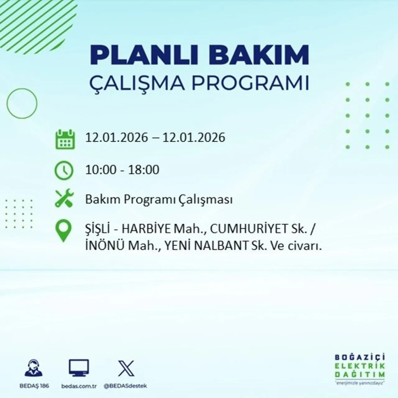 İstanbul’da karanlık pazartesi! BEDAŞ açıkladı: 12 Ocak’ta 7 ilçede planlı elektrik kesintisi uygulanacak