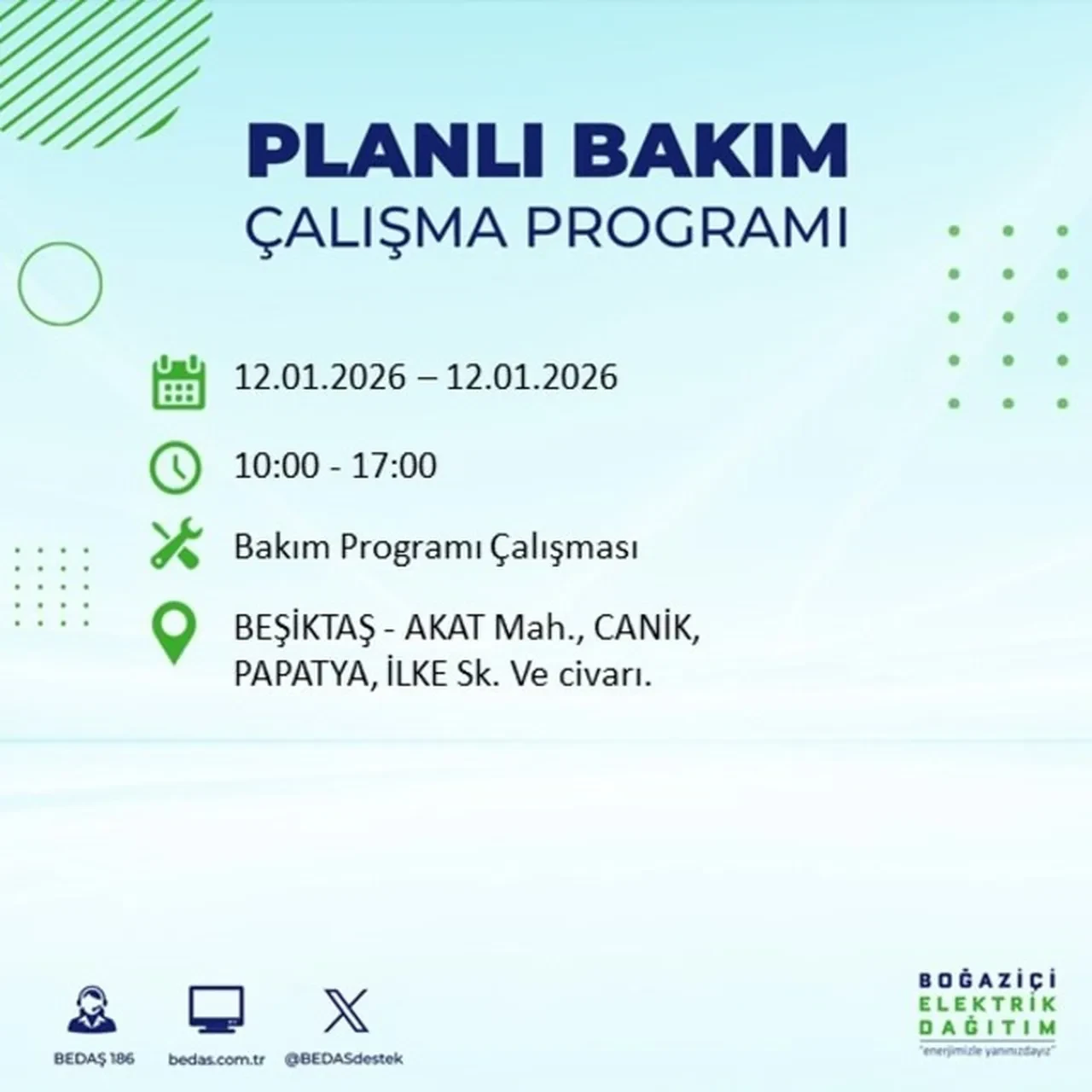 İstanbul’da karanlık pazartesi! BEDAŞ açıkladı: 12 Ocak’ta 7 ilçede planlı elektrik kesintisi uygulanacak
