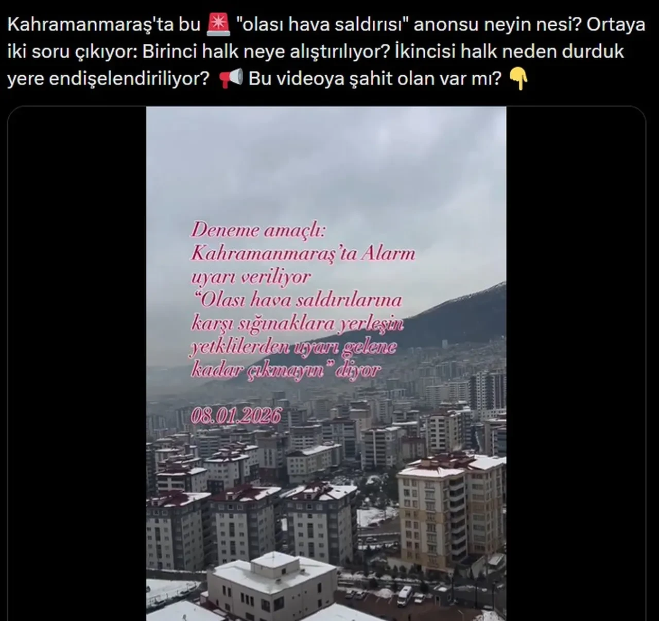 Kahramanmaraş'ta 'olası hava saldırısı' anonsu paylaşımı telaşlandırdı: DMM sebebini açıkladı