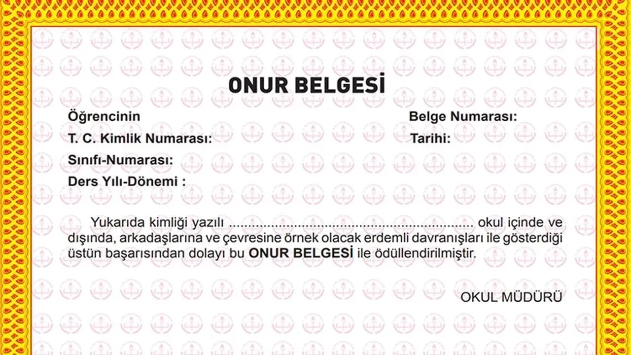 Onur belgesi kimlere verilir kaç puanla alınır? Onur belgesi alma şartları