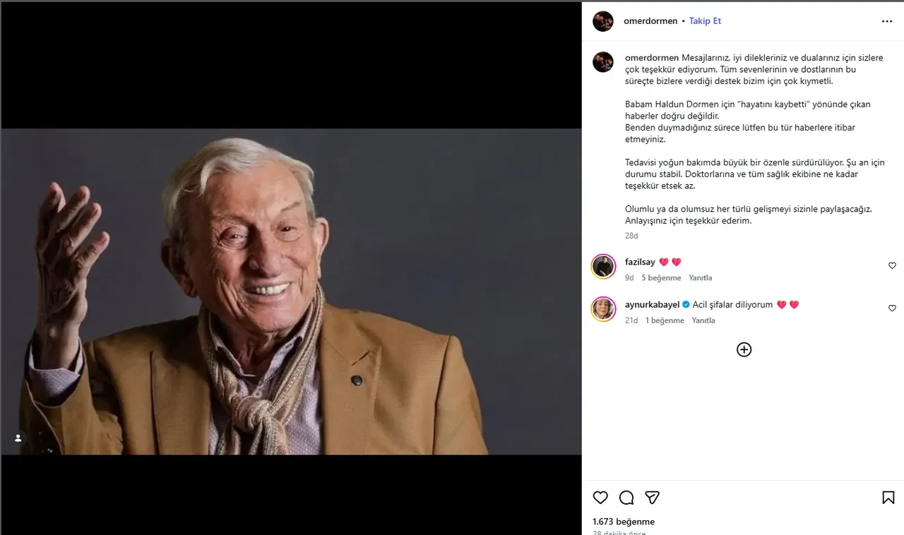 Haldun Dormen'in son sağlık durumuyla ilgili yeni açıklama! Oğlu Ömer Dormen sitem etti 