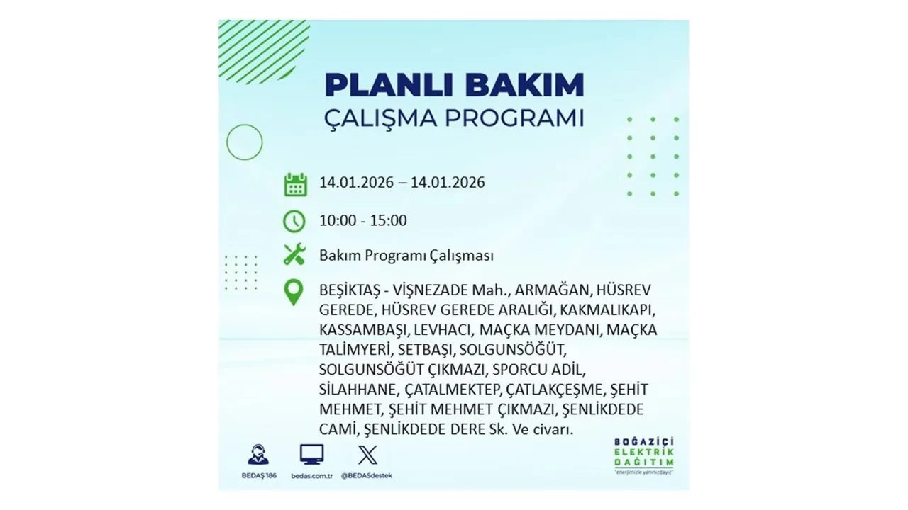 İstanbul’da geniş çaplı elektrik kesintisi! 14 Ocak Çarşamba günü 12 ilçede birden planlı elektrik kesintisi uygulanacak