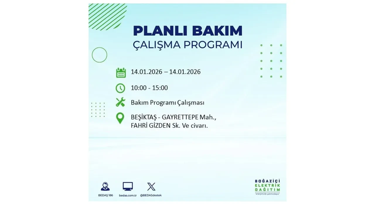 İstanbul’da geniş çaplı elektrik kesintisi! 14 Ocak Çarşamba günü 12 ilçede birden planlı elektrik kesintisi uygulanacak