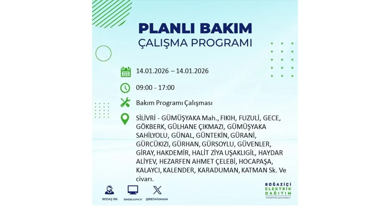 İstanbul’da geniş çaplı elektrik kesintisi! 14 Ocak Çarşamba günü 12 ilçede birden planlı elektrik kesintisi uygulanacak
