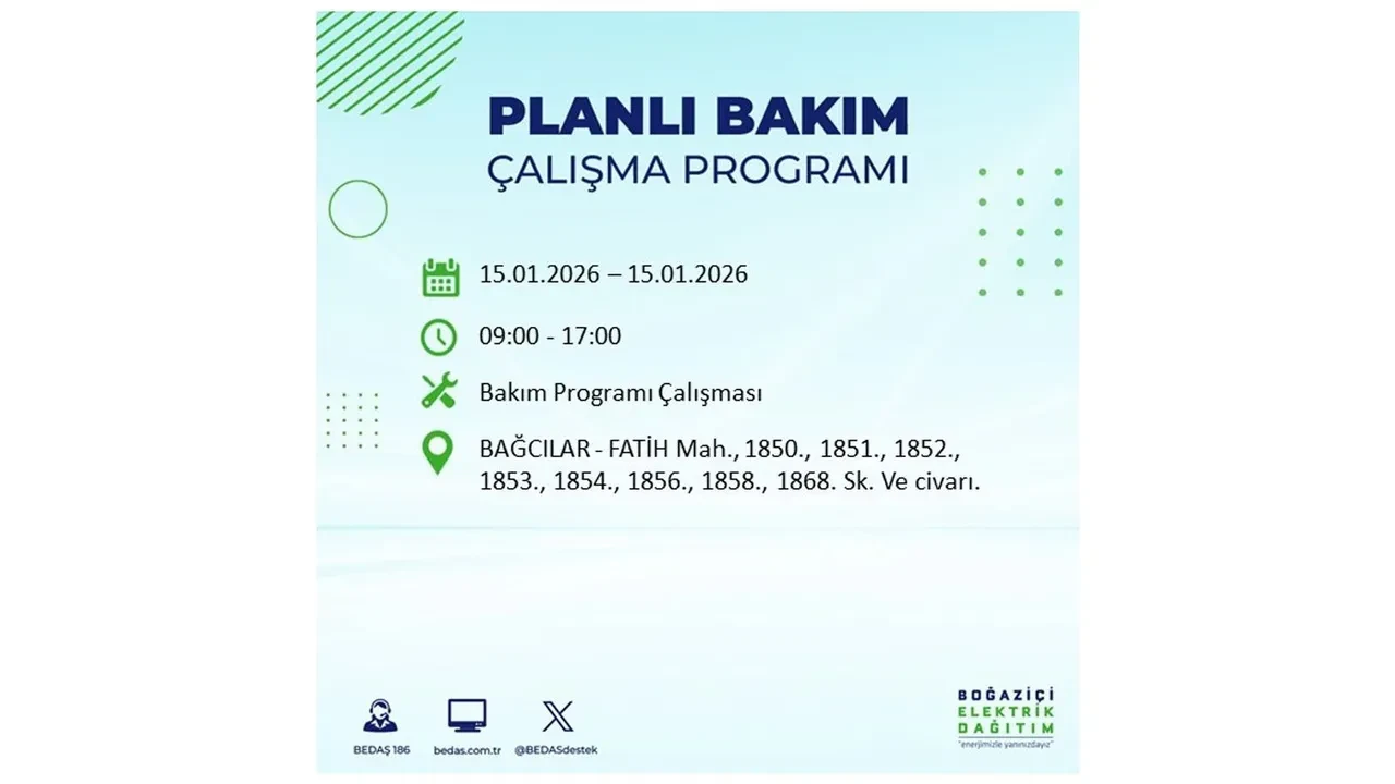 15 Ocak İstanbul planlı elektrik kesintisi duyurusu! Tam 23 ilçe karanlıkta kalacak