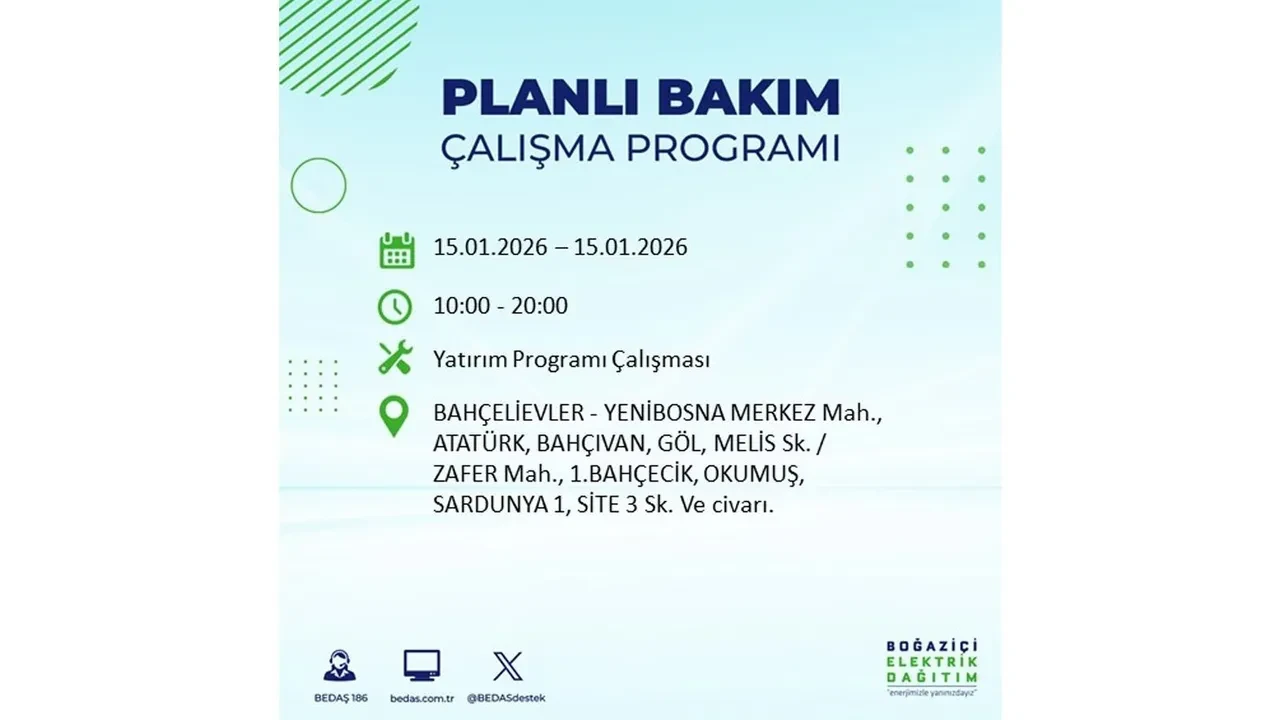 15 Ocak İstanbul planlı elektrik kesintisi duyurusu! Tam 23 ilçe karanlıkta kalacak