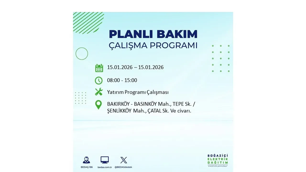 15 Ocak İstanbul planlı elektrik kesintisi duyurusu! Tam 23 ilçe karanlıkta kalacak