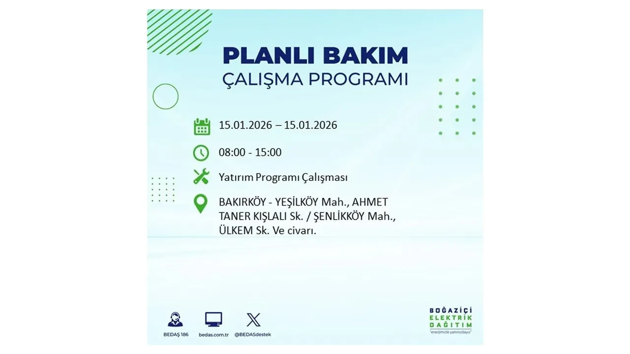 15 Ocak İstanbul planlı elektrik kesintisi duyurusu! Tam 23 ilçe karanlıkta kalacak