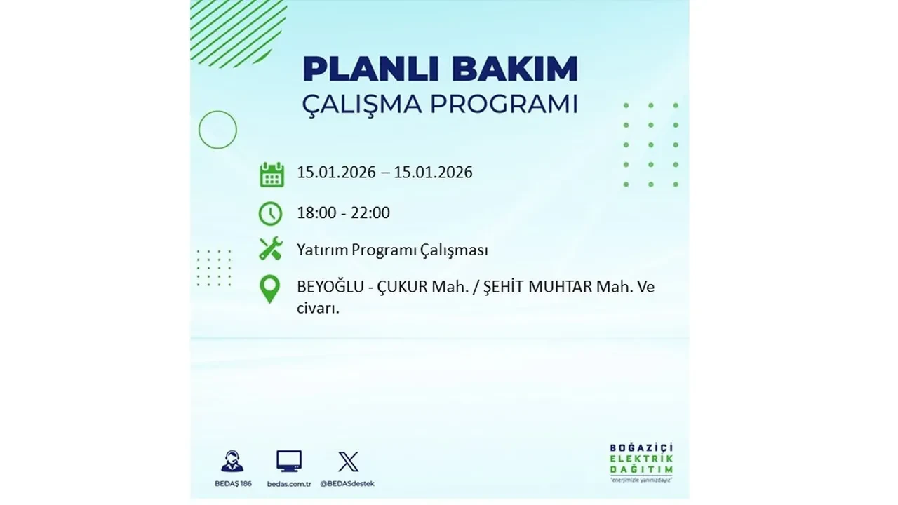 15 Ocak İstanbul planlı elektrik kesintisi duyurusu! Tam 23 ilçe karanlıkta kalacak