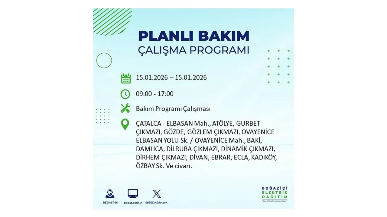 15 Ocak İstanbul planlı elektrik kesintisi duyurusu! Tam 23 ilçe karanlıkta kalacak