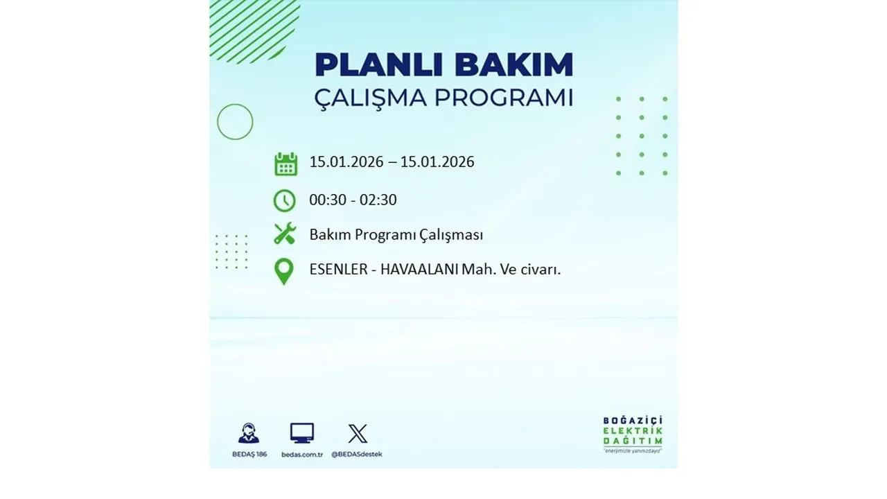 15 Ocak İstanbul planlı elektrik kesintisi duyurusu! Tam 23 ilçe karanlıkta kalacak