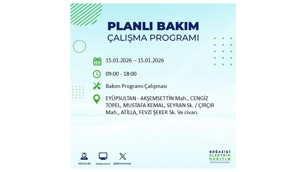 15 Ocak İstanbul planlı elektrik kesintisi duyurusu! Tam 23 ilçe karanlıkta kalacak