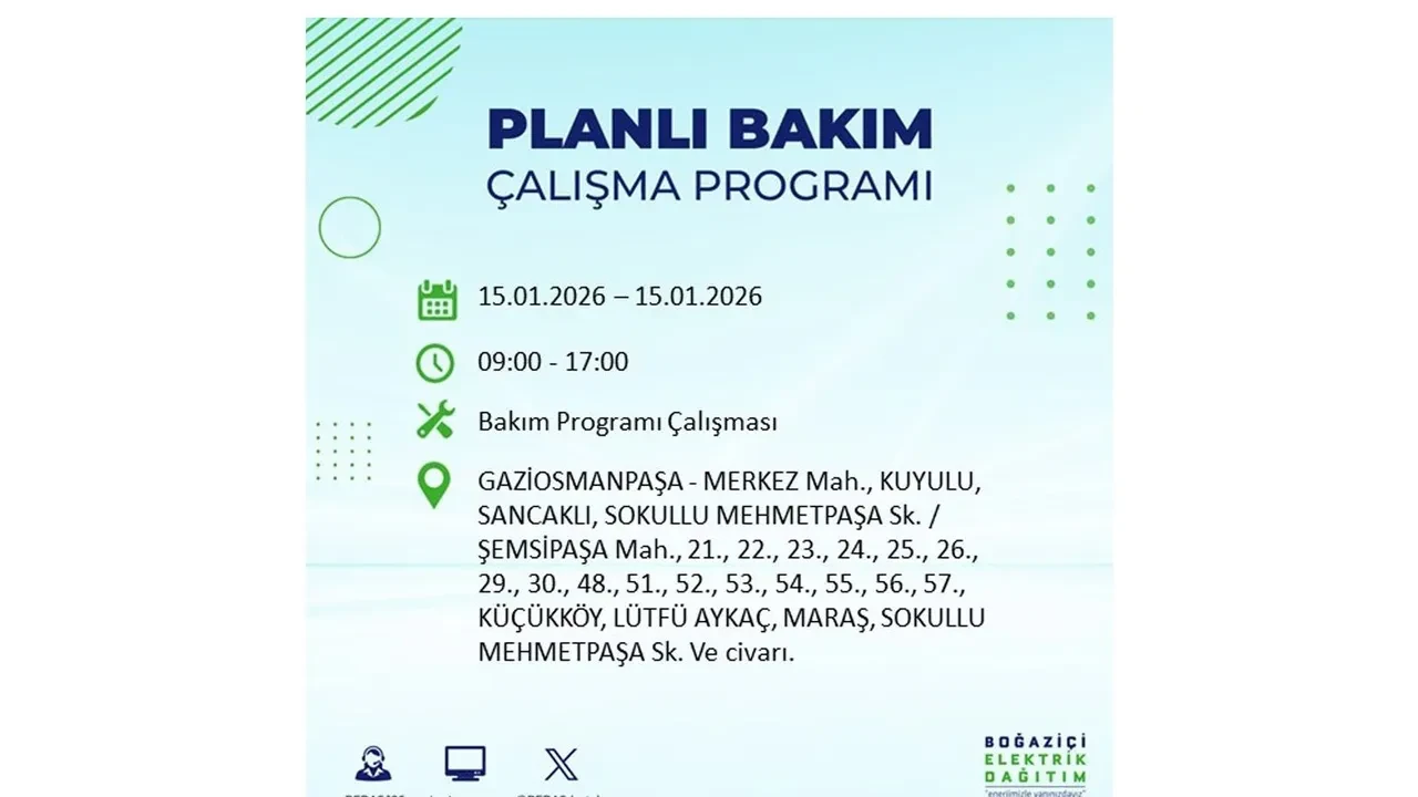 15 Ocak İstanbul planlı elektrik kesintisi duyurusu! Tam 23 ilçe karanlıkta kalacak