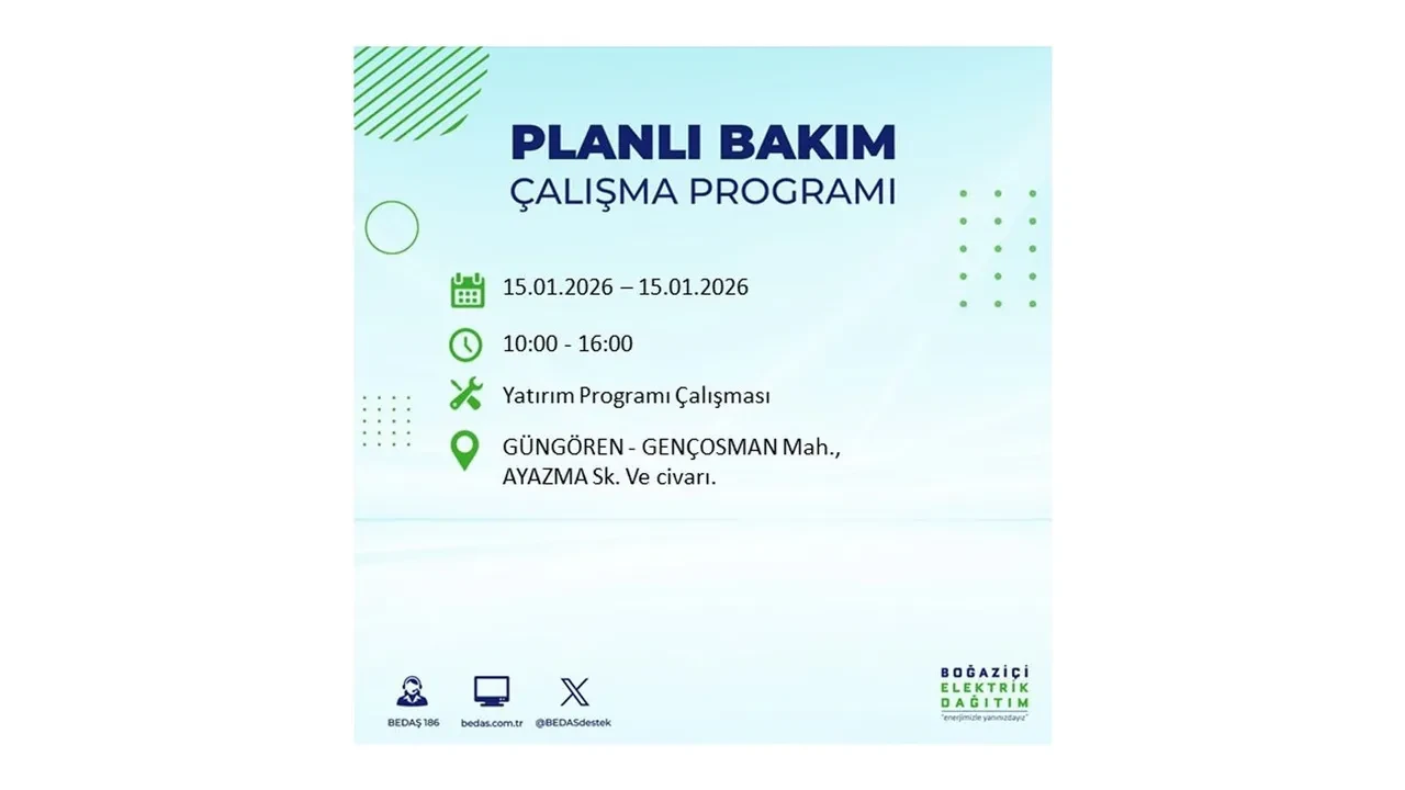 15 Ocak İstanbul planlı elektrik kesintisi duyurusu! Tam 23 ilçe karanlıkta kalacak
