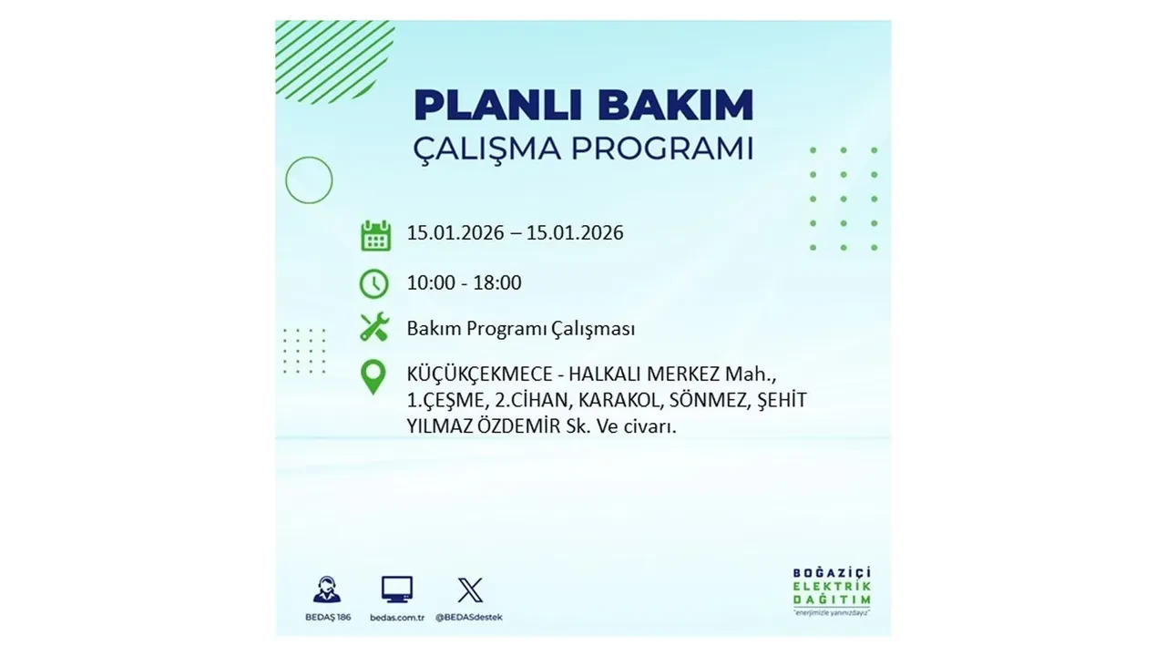 15 Ocak İstanbul planlı elektrik kesintisi duyurusu! Tam 23 ilçe karanlıkta kalacak