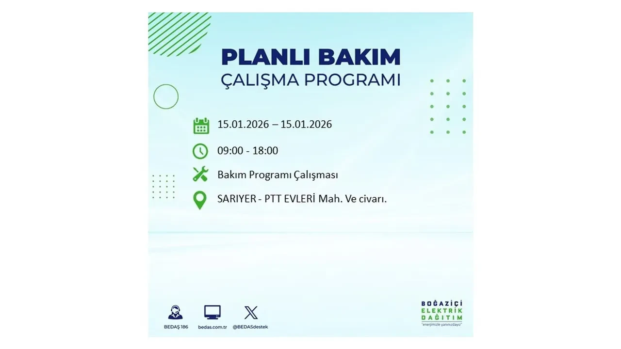 15 Ocak İstanbul planlı elektrik kesintisi duyurusu! Tam 23 ilçe karanlıkta kalacak