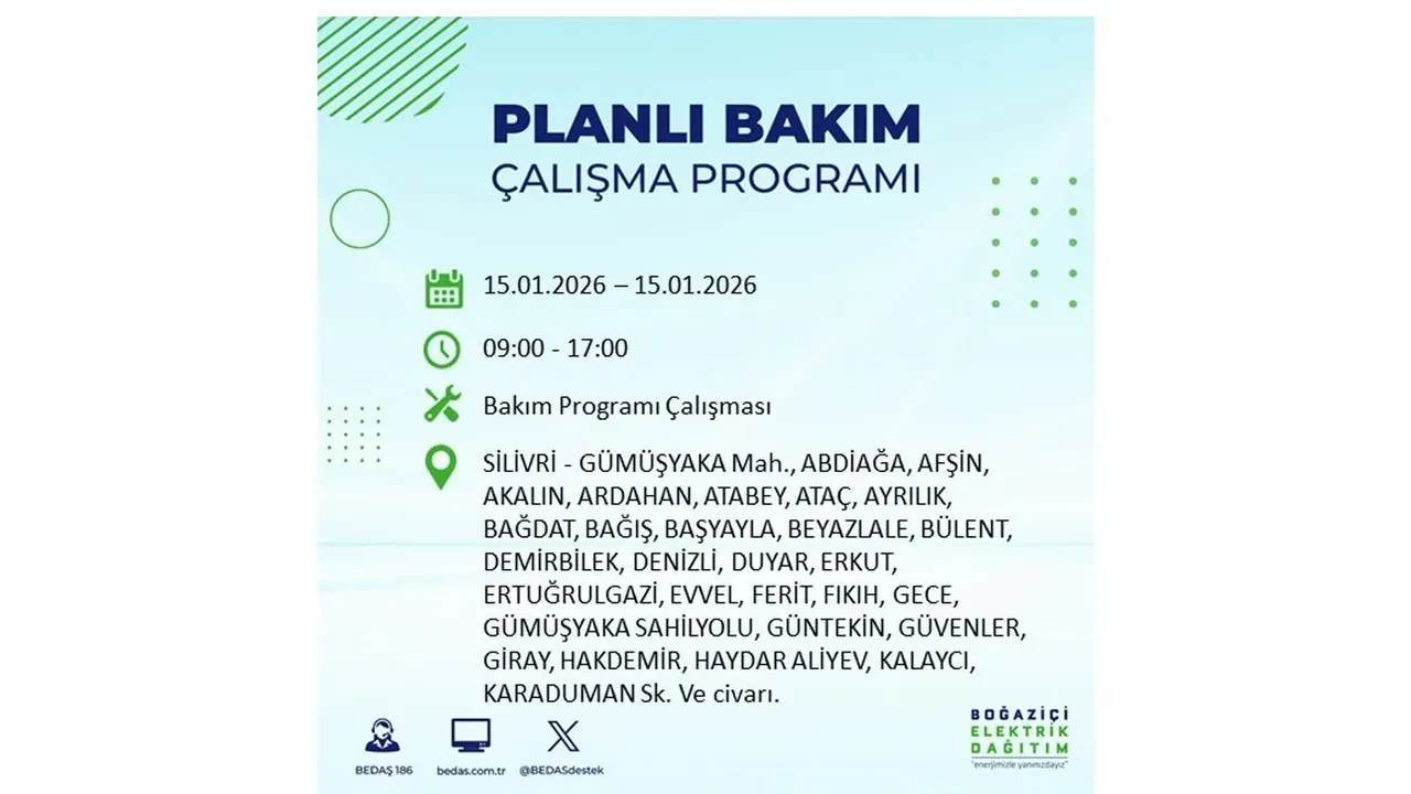 15 Ocak İstanbul planlı elektrik kesintisi duyurusu! Tam 23 ilçe karanlıkta kalacak