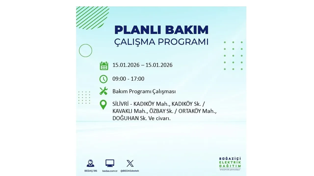 15 Ocak İstanbul planlı elektrik kesintisi duyurusu! Tam 23 ilçe karanlıkta kalacak