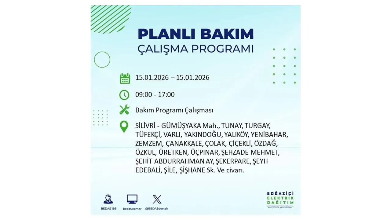 15 Ocak İstanbul planlı elektrik kesintisi duyurusu! Tam 23 ilçe karanlıkta kalacak