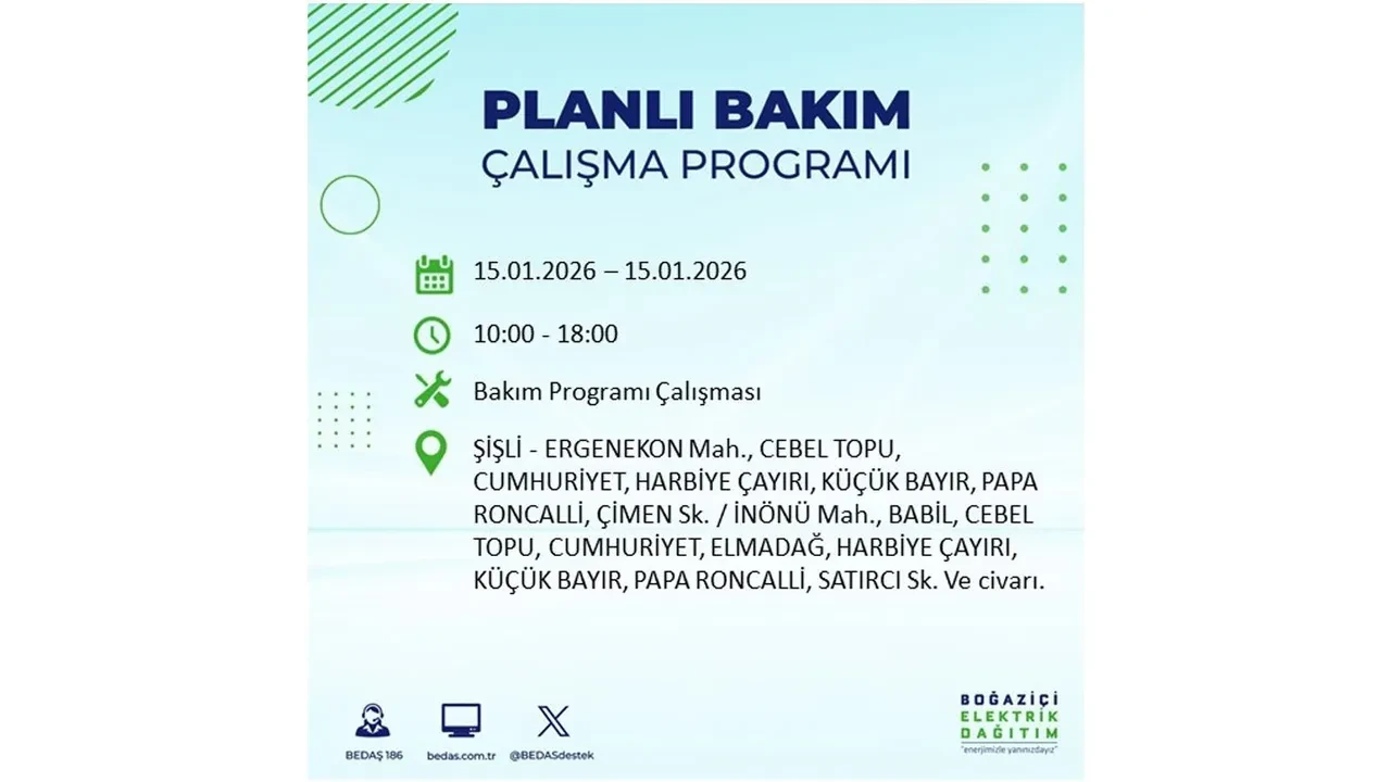 15 Ocak İstanbul planlı elektrik kesintisi duyurusu! Tam 23 ilçe karanlıkta kalacak