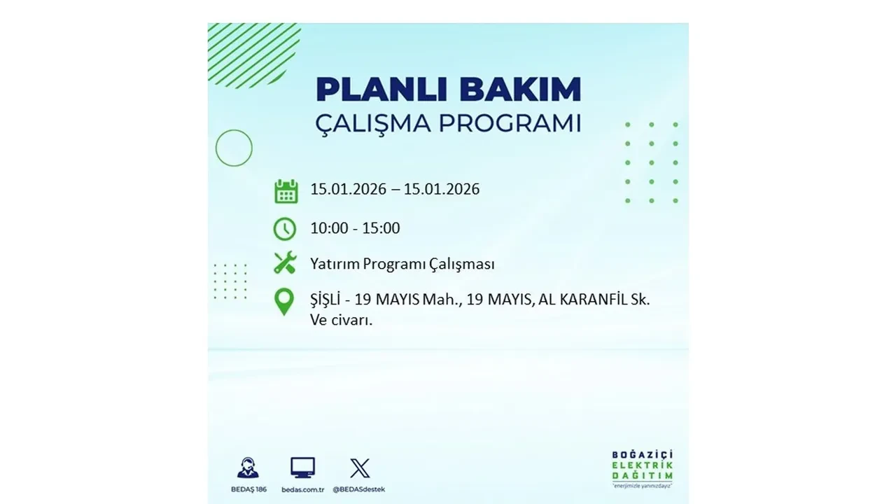 15 Ocak İstanbul planlı elektrik kesintisi duyurusu! Tam 23 ilçe karanlıkta kalacak