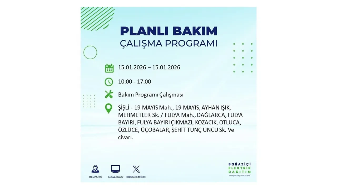 15 Ocak İstanbul planlı elektrik kesintisi duyurusu! Tam 23 ilçe karanlıkta kalacak