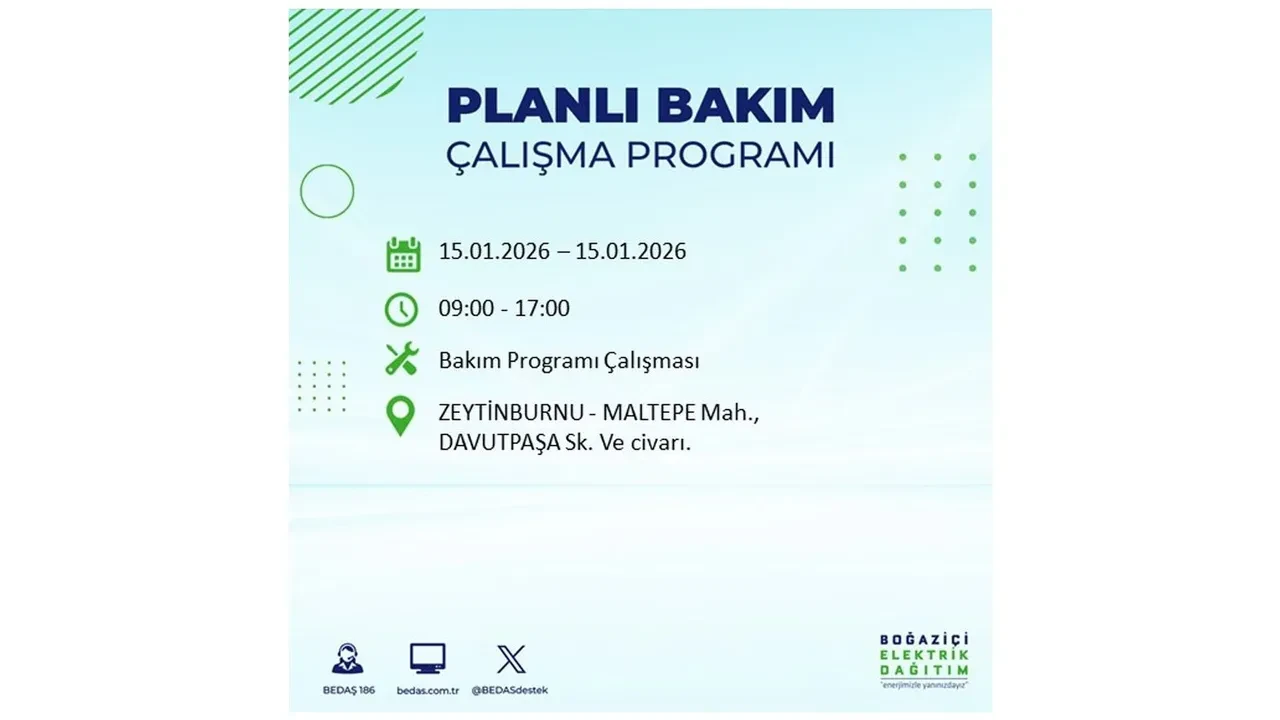 15 Ocak İstanbul planlı elektrik kesintisi duyurusu! Tam 23 ilçe karanlıkta kalacak