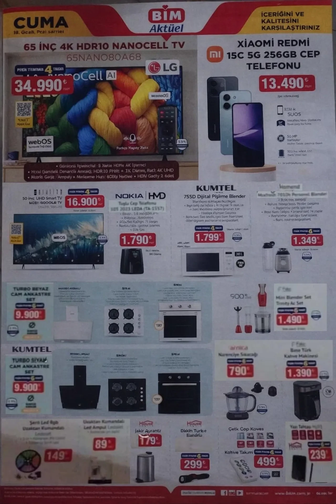 BİM 16-23 Ocak aktüel ürünler yeni kataloğu 2026! Akıllı cep telefonu, televizyon, fincan seti, spor giyim ürünleri geliyor